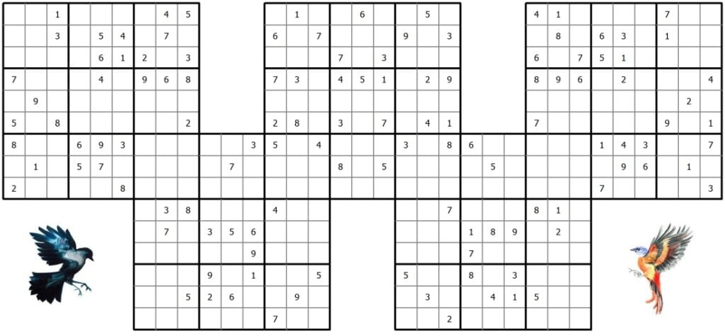 Sudoku panjang dengan burung