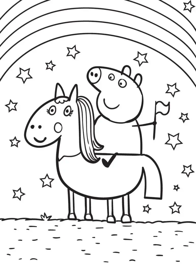 peppa pig na may kabayo. Peppa