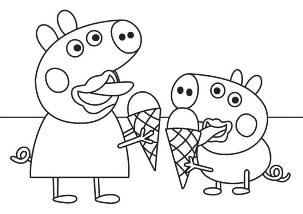 Peppa Pig mange de la glace