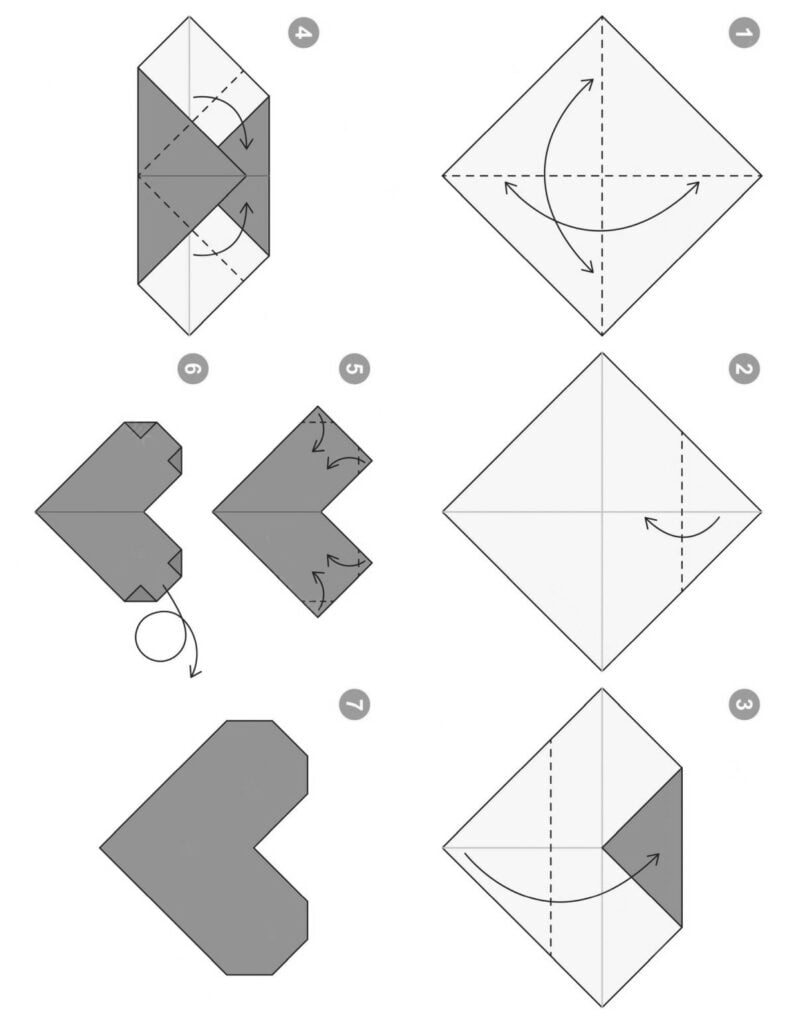 Coração dobrado em papel