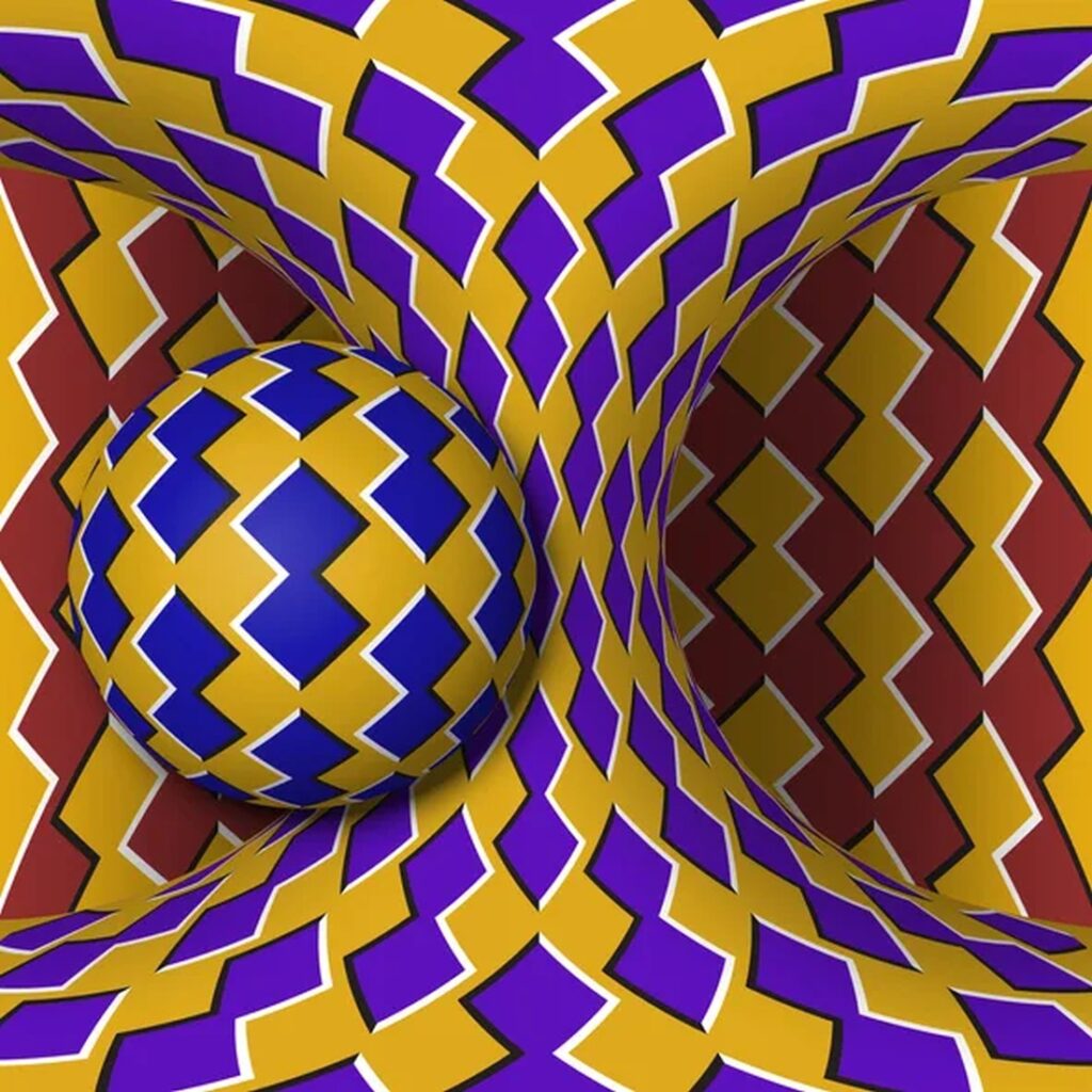 optinen illuusio pyörivä pallo.