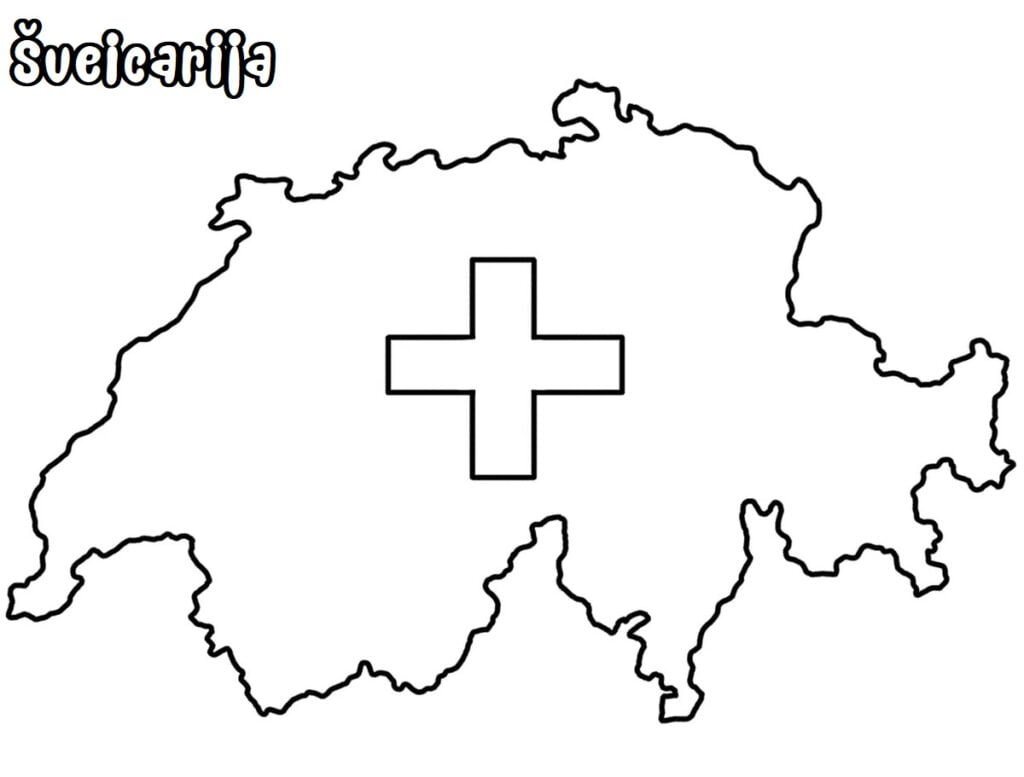Šveicarija žemėlapis spalvinti