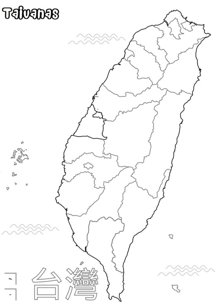 Taiwan mapa sa kolor