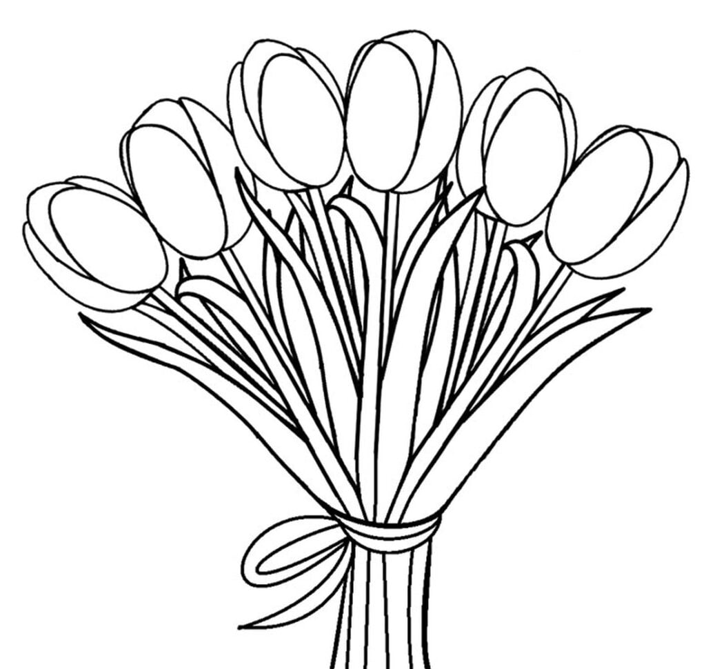 باقة زهور التوليب للتلوين