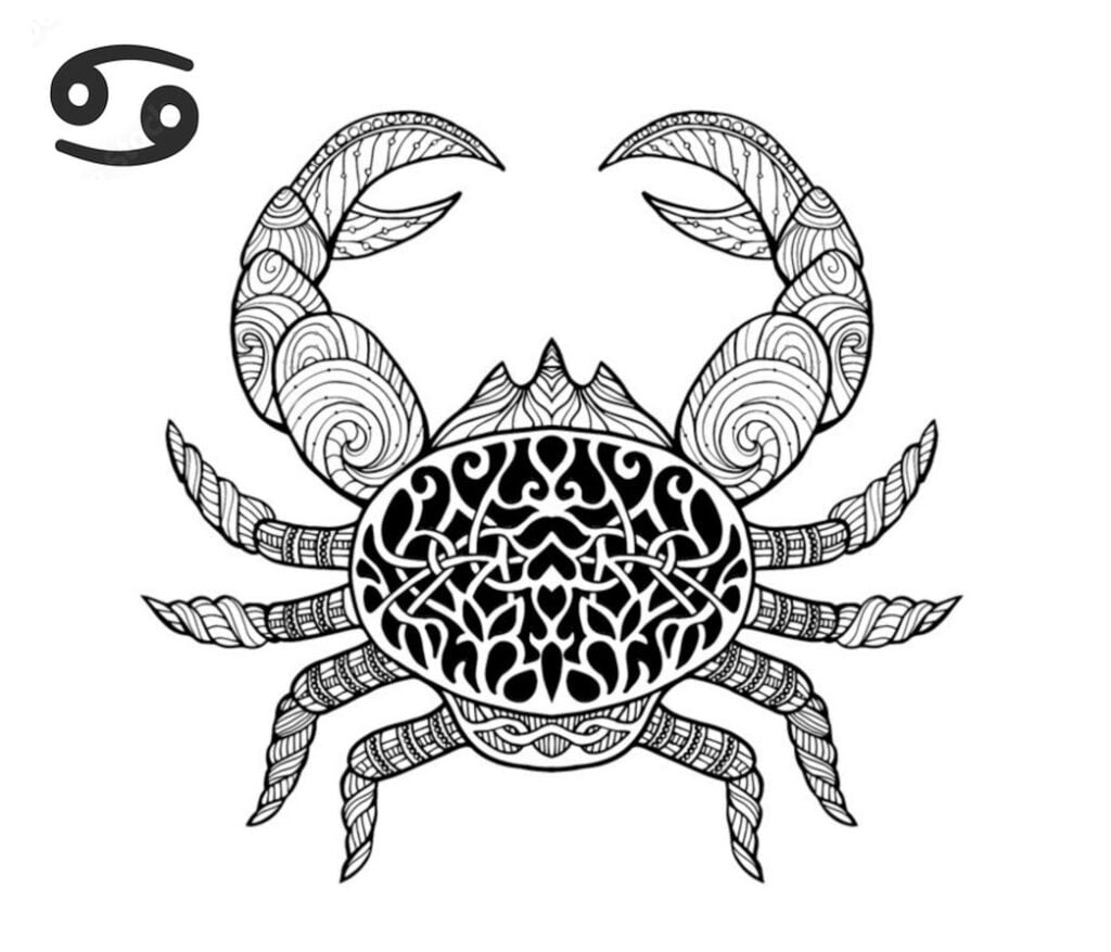 Vēža zodiaka simbols krāsojamās lapas