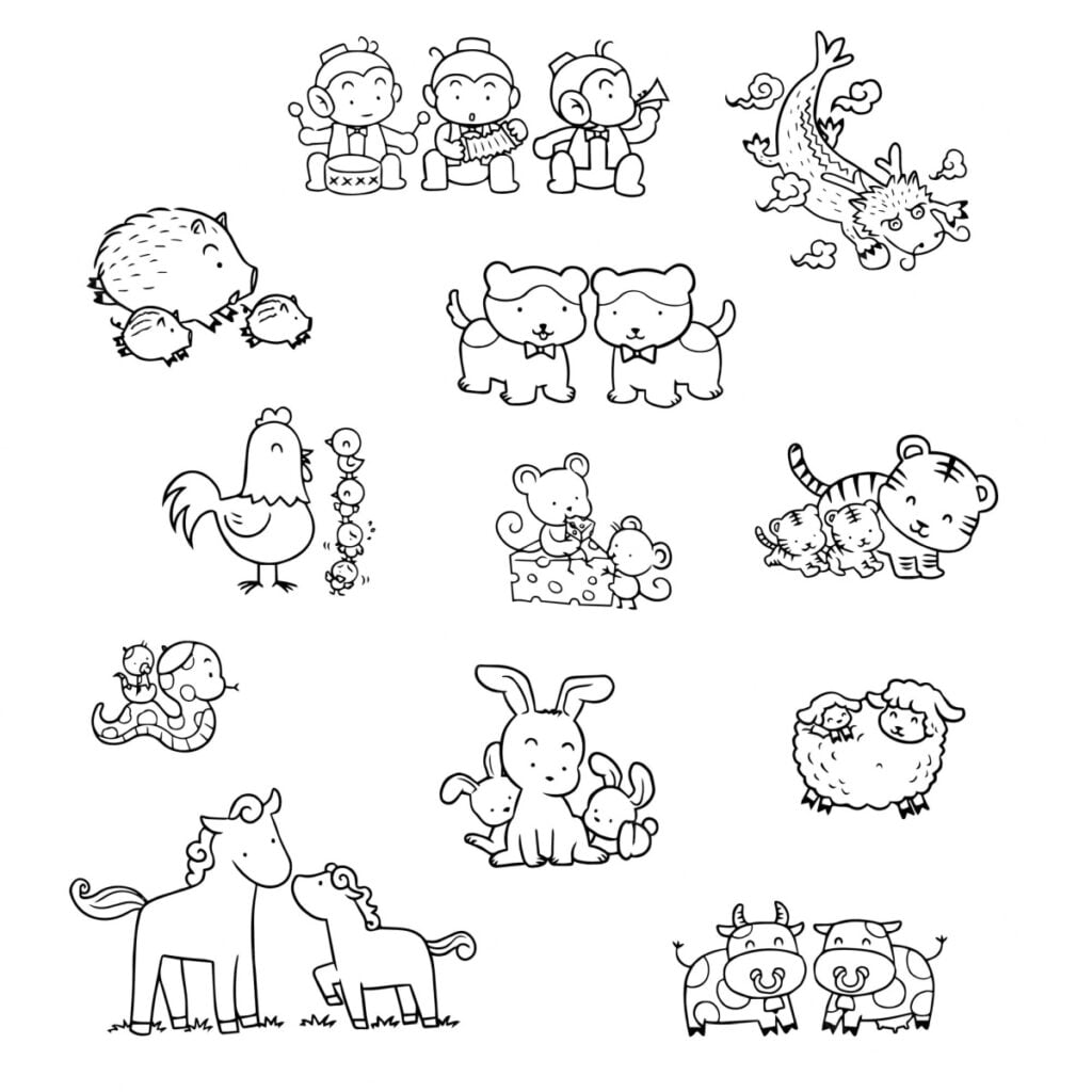 Zodiac simbole diere vir kinders