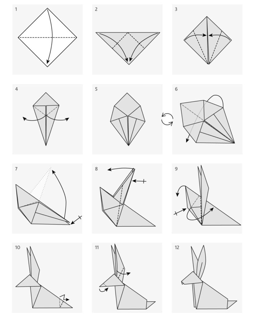 Складіть зайчика з паперу