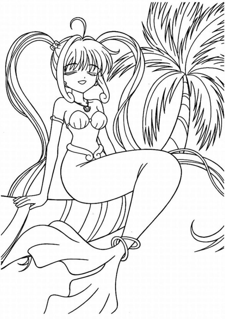 Boyama için anime deniz kızı