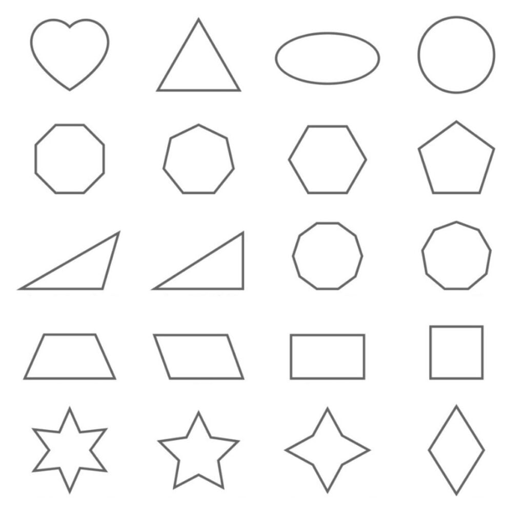 Många olika geometriska former