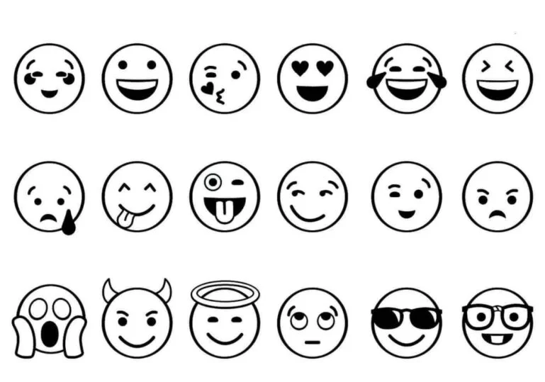 Emotikons om in te kleur. Aanwysers, emoji's