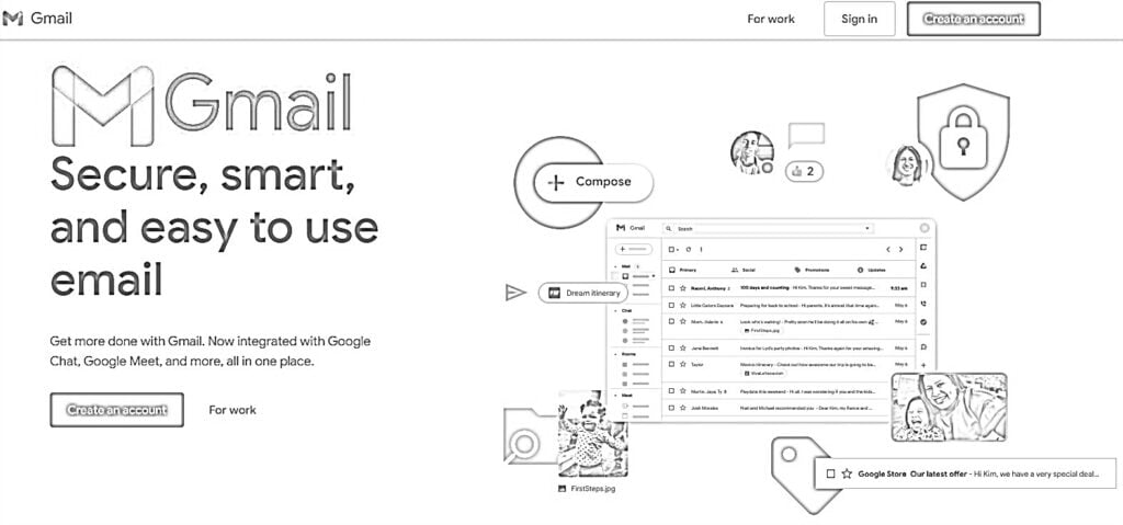 Gmail  krāsojamās lapas