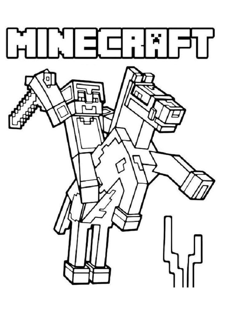 Cheval Minecraft coloriage