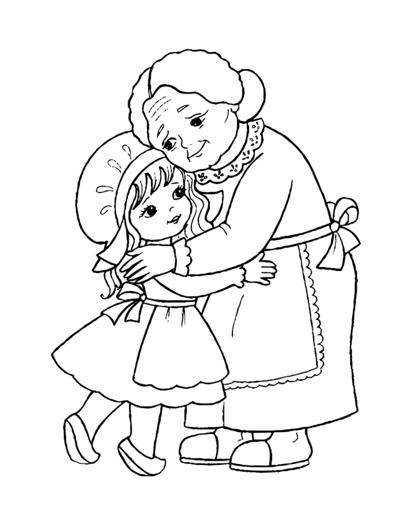 Abuela y nieta para colorear