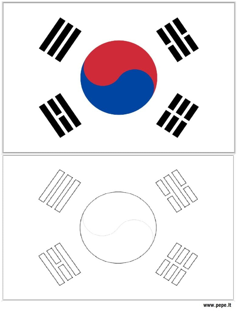 Bandeira da Coreia do Sul para colorir