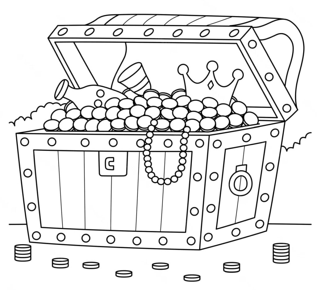 Розмальовка Скриня з грошима