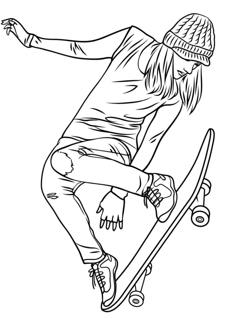 Skateur coloriage