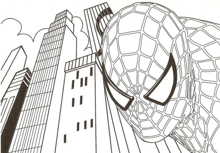 Faqja për ngjyrosje Spider-Man në qytetin