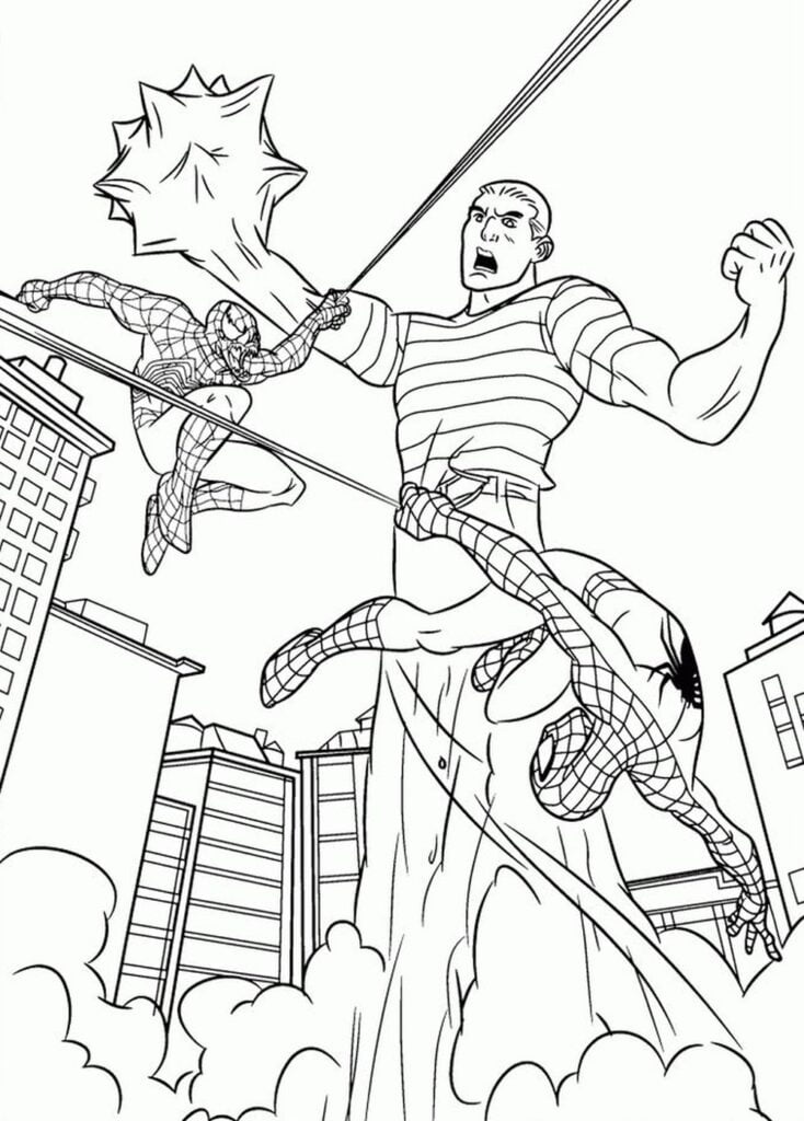 Dibujos de Spiderman pelea para colorear