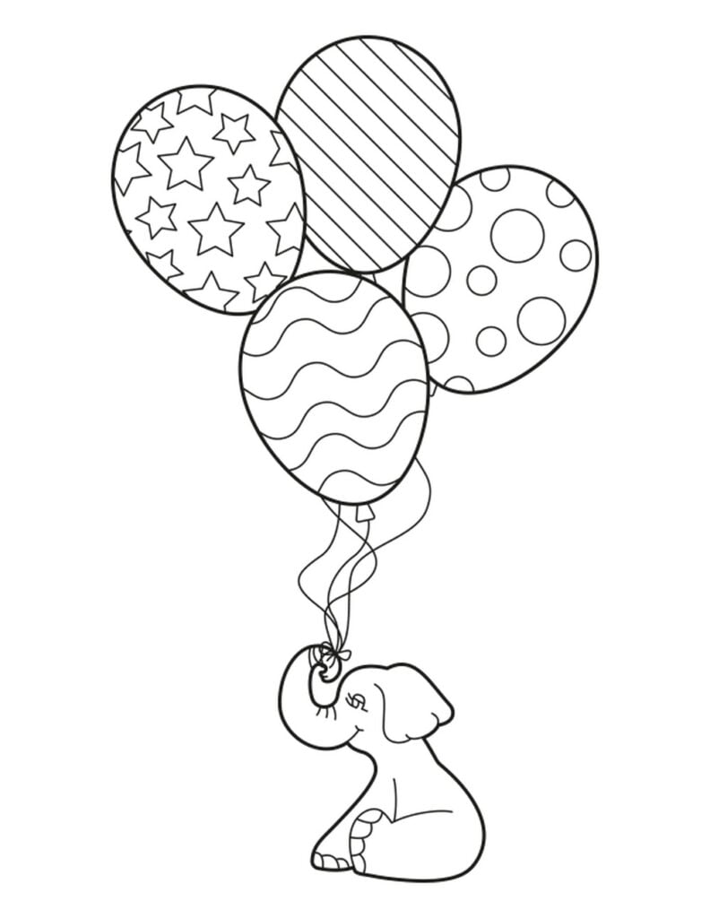 Feestelike ballonne met 'n olifant, balonne