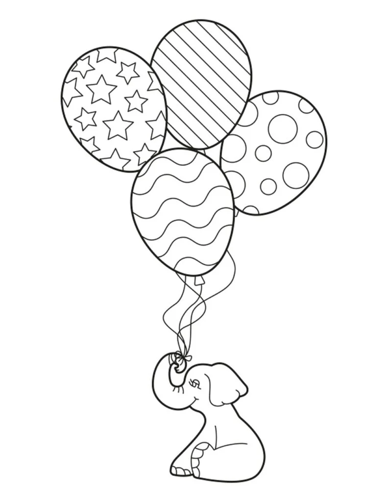 Festliche Ballons mit einem Elefanten, Ballons
