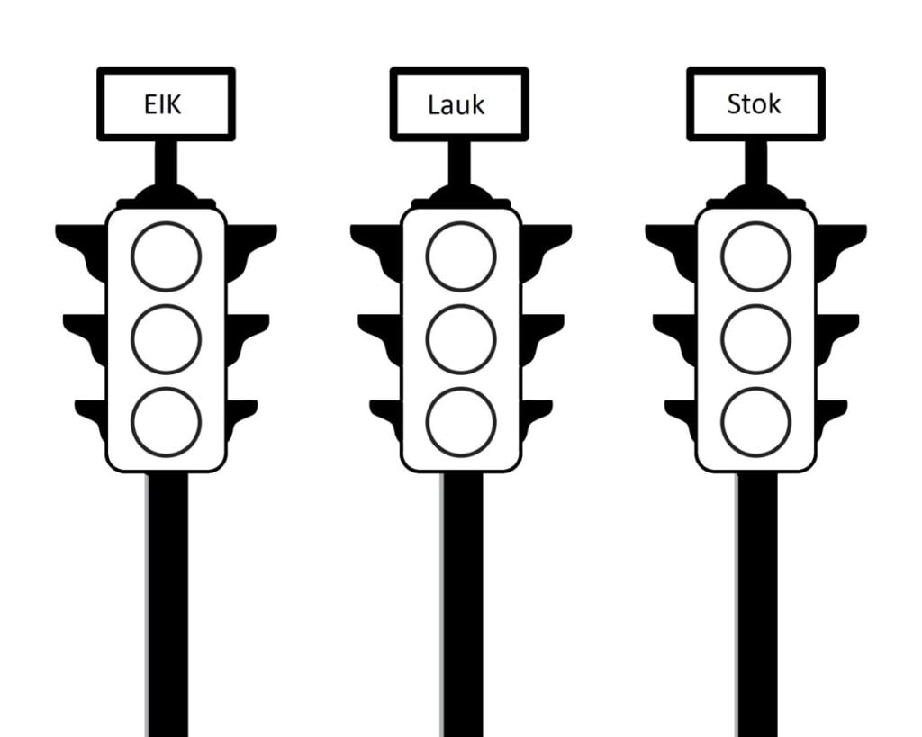 Lampu lalu lintas mewarnai