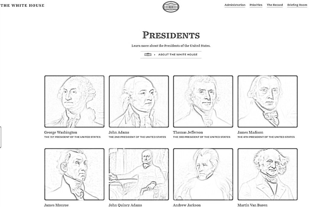 Mga Presidente ng White House para kulayan