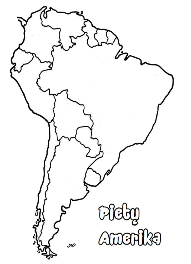 Continente da América do Sul para colorir