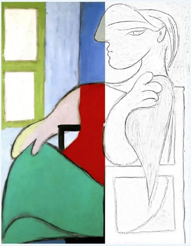 Pagpintal sa Picasso nga Babaye sa bintana aron kolor