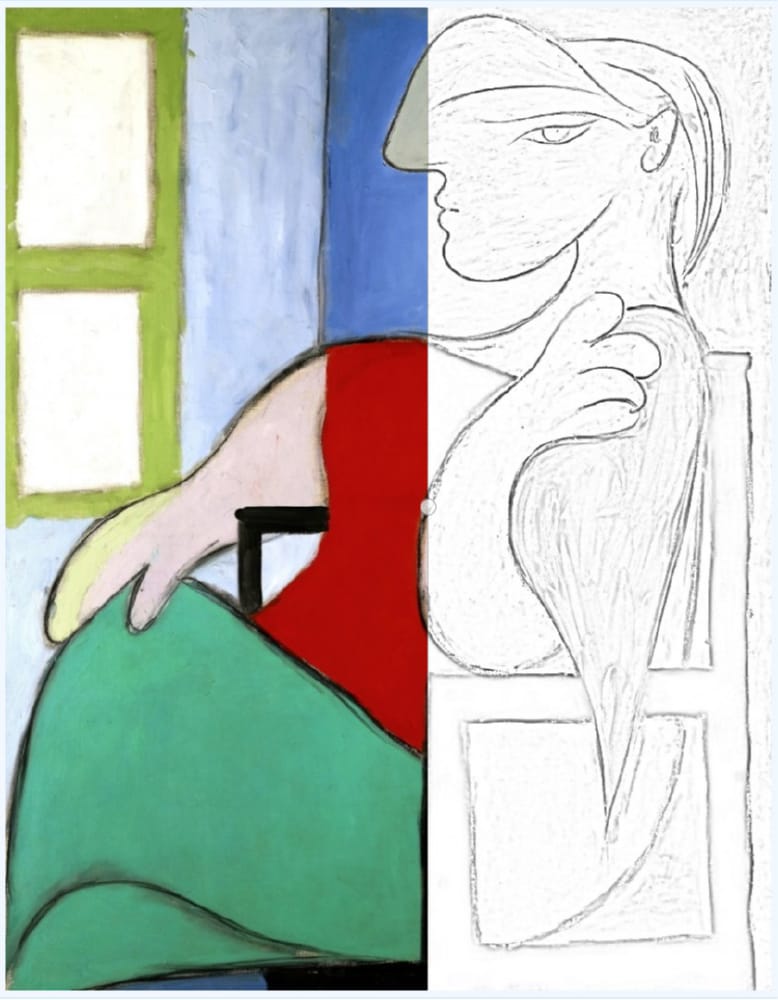 Paveikslas Pikaso Moteris prie lango spalvinti