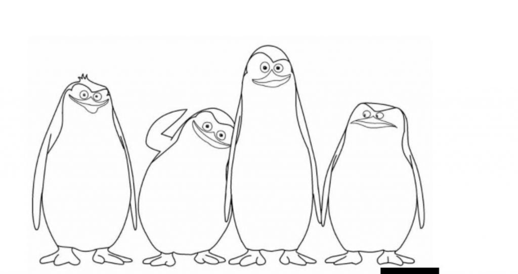 Linksmi pingvinai piešinys