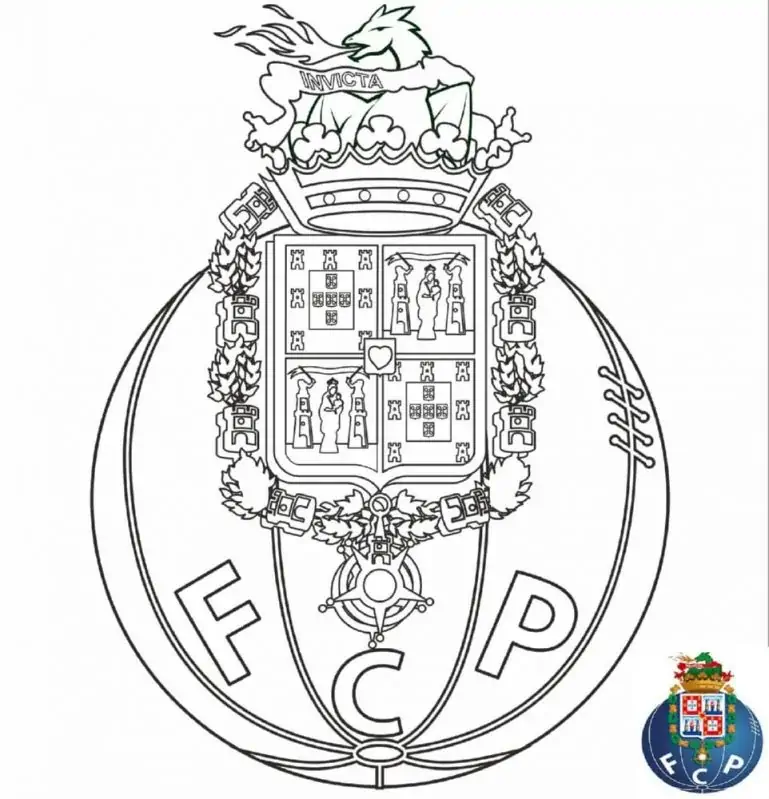 Portugalijos FC Porto Invicta herbas su drakonu spalvinimui