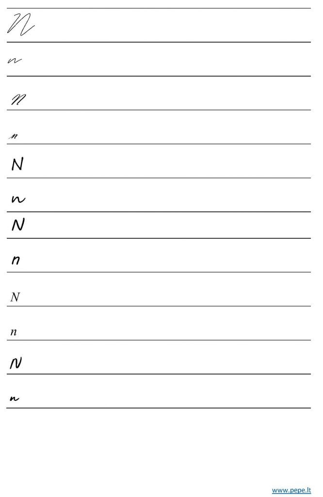 Bókstafur N til að skrifa