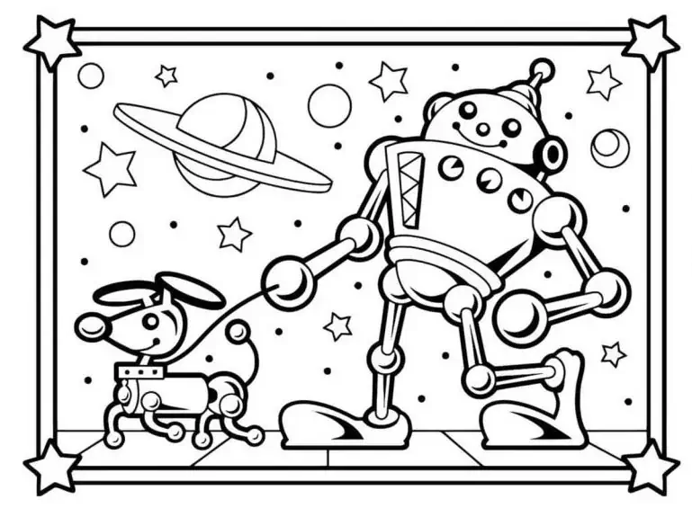 Robot s psom pobarvanka za fante