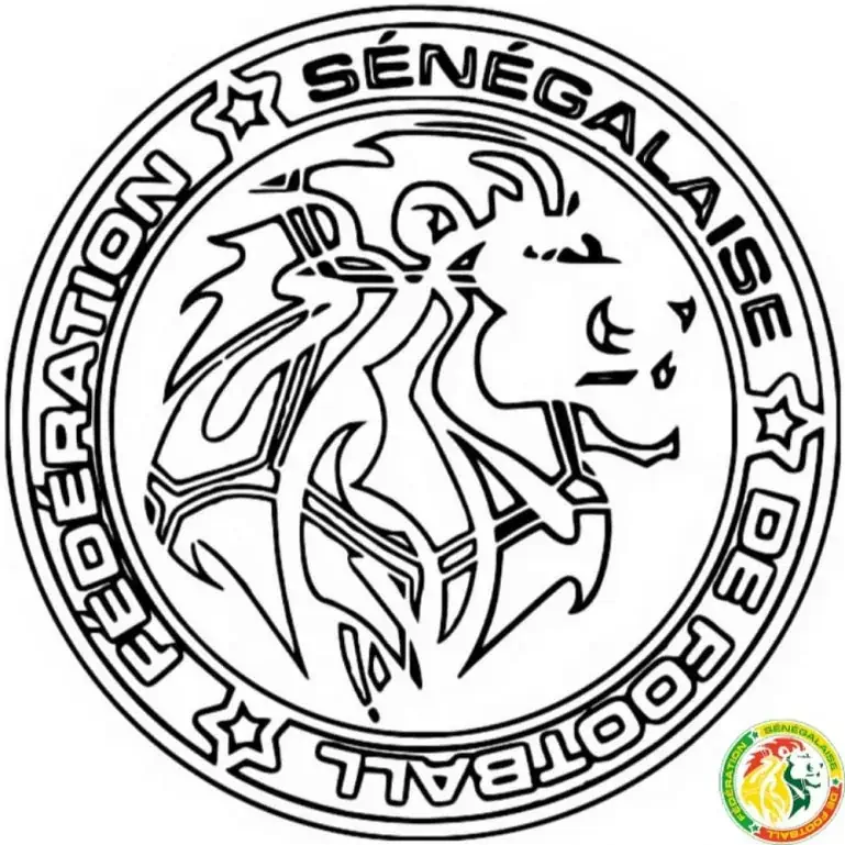 Senegalo futbolo federacijos liūtas logotipas spalvinimui