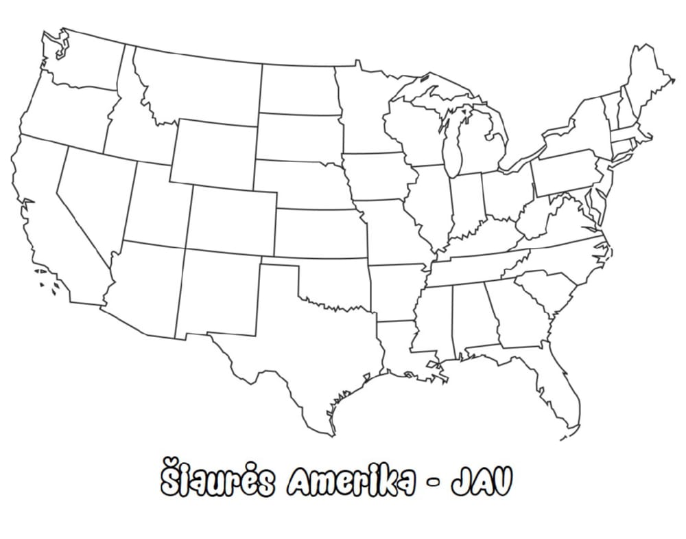 USA Mapa de Estados Unidos para colorear