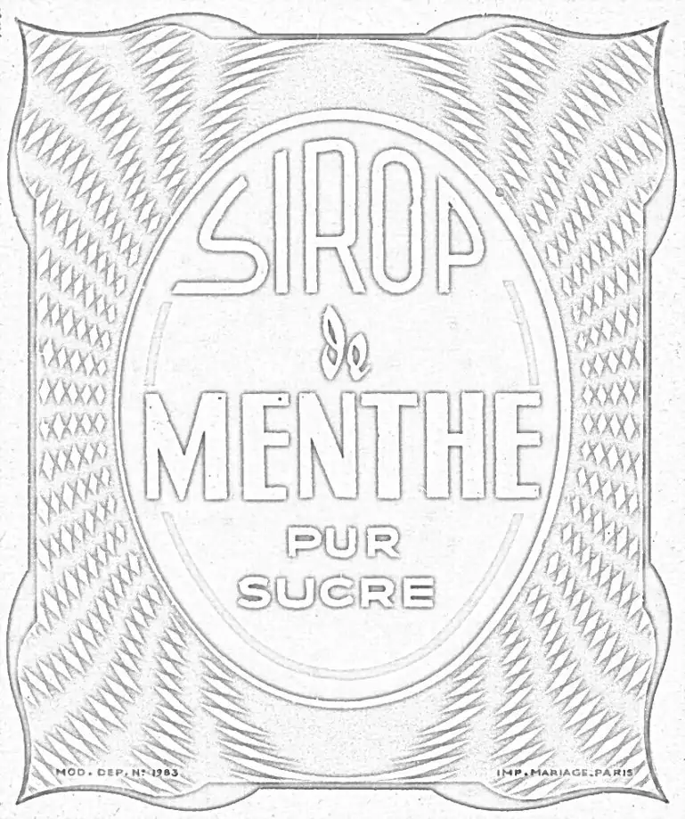 Sirup mente štítok na kreslenie