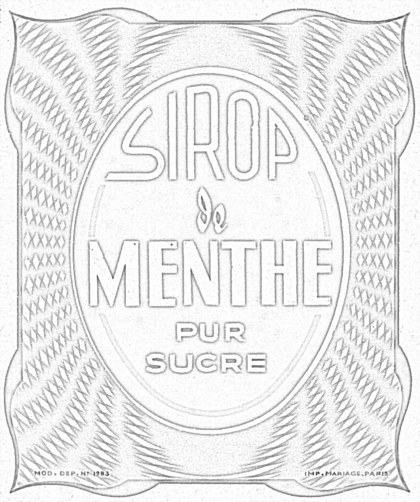 Sirup mente etiketten å tegne
