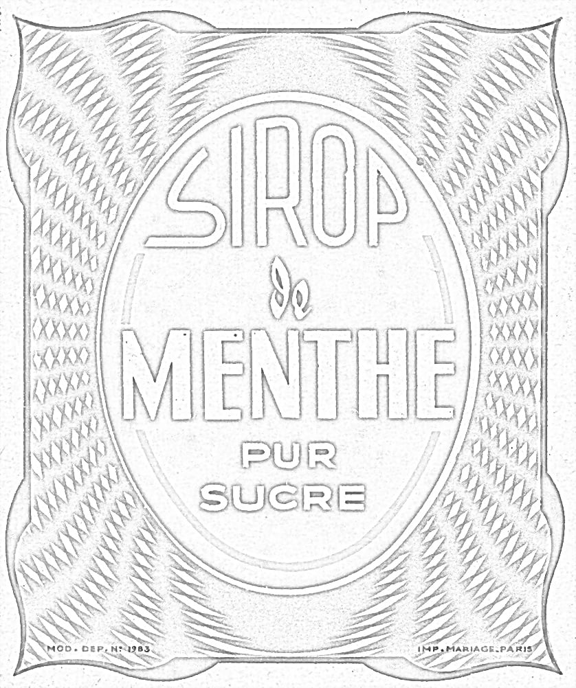 Syrup menthe label bo xêzkirin