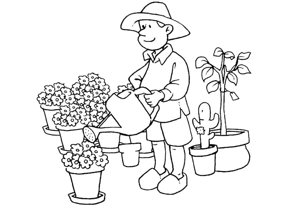 Slika vrtnarja pobarvanka