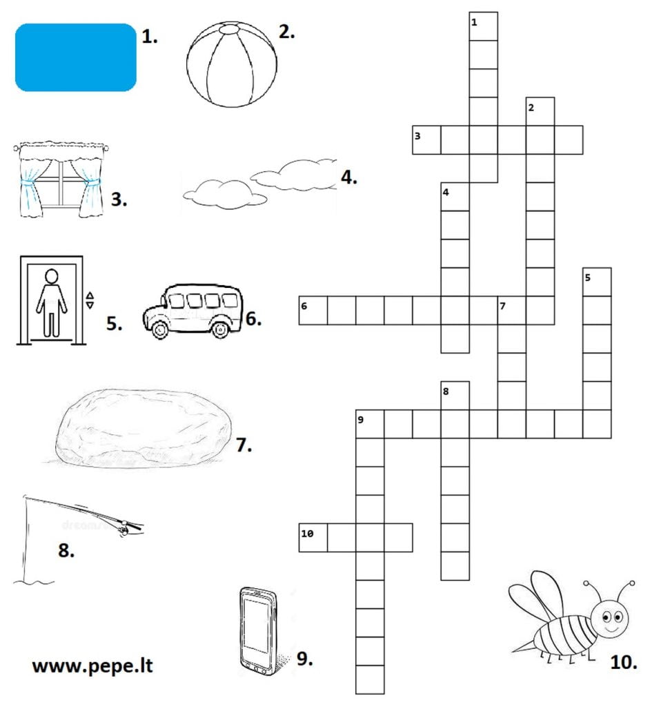 10 žodžiu kryžiažodis vaikams