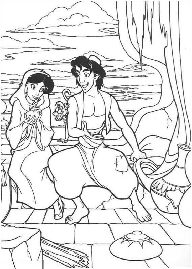 L'amour d'Aladin pour le coloriage