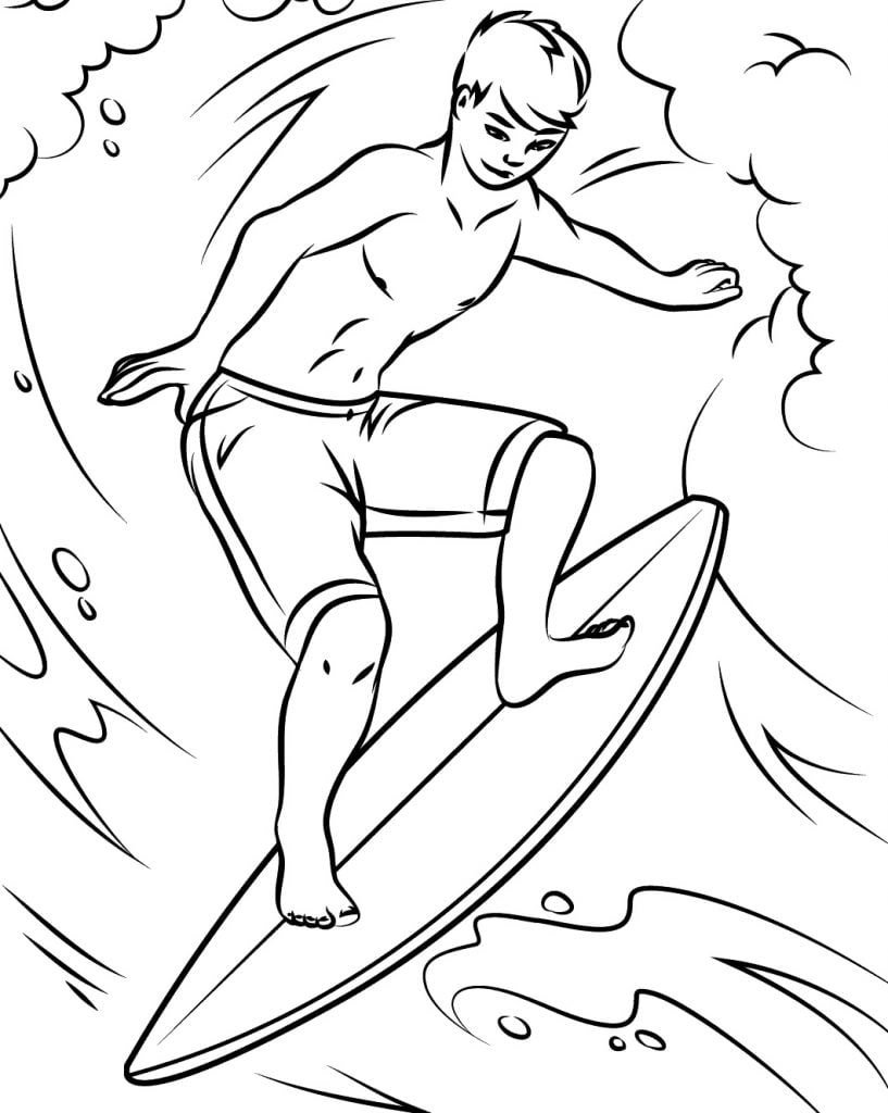 Planche de surf coloriage