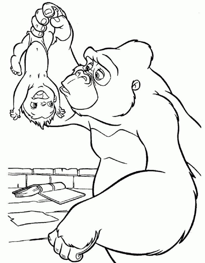 kolorowanki Tarzan i małpa