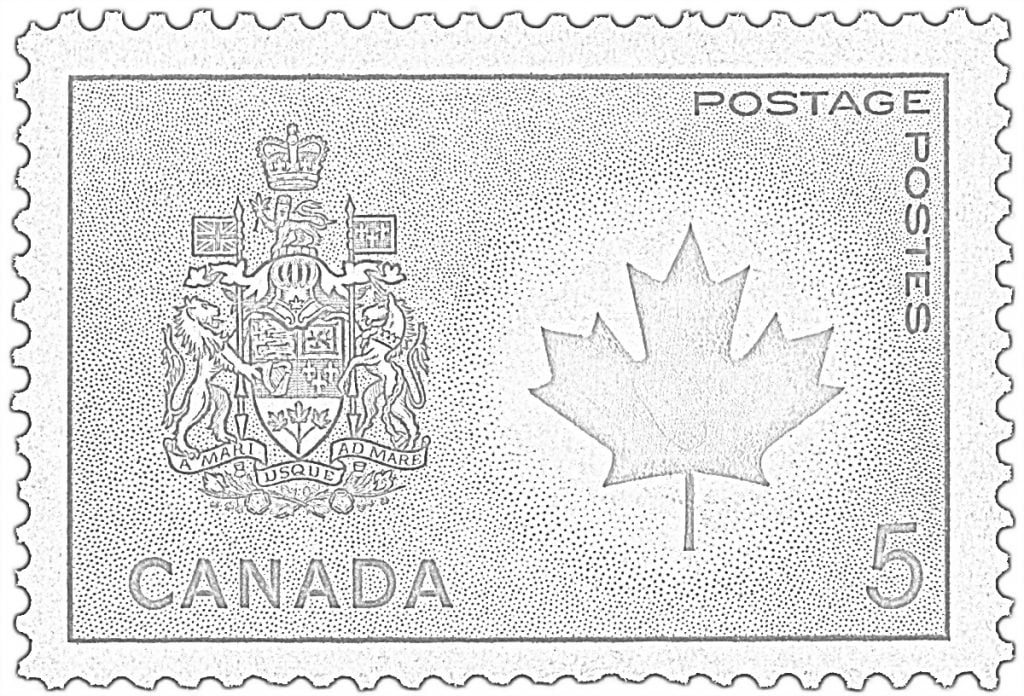 Francobollo canadese 5 postali