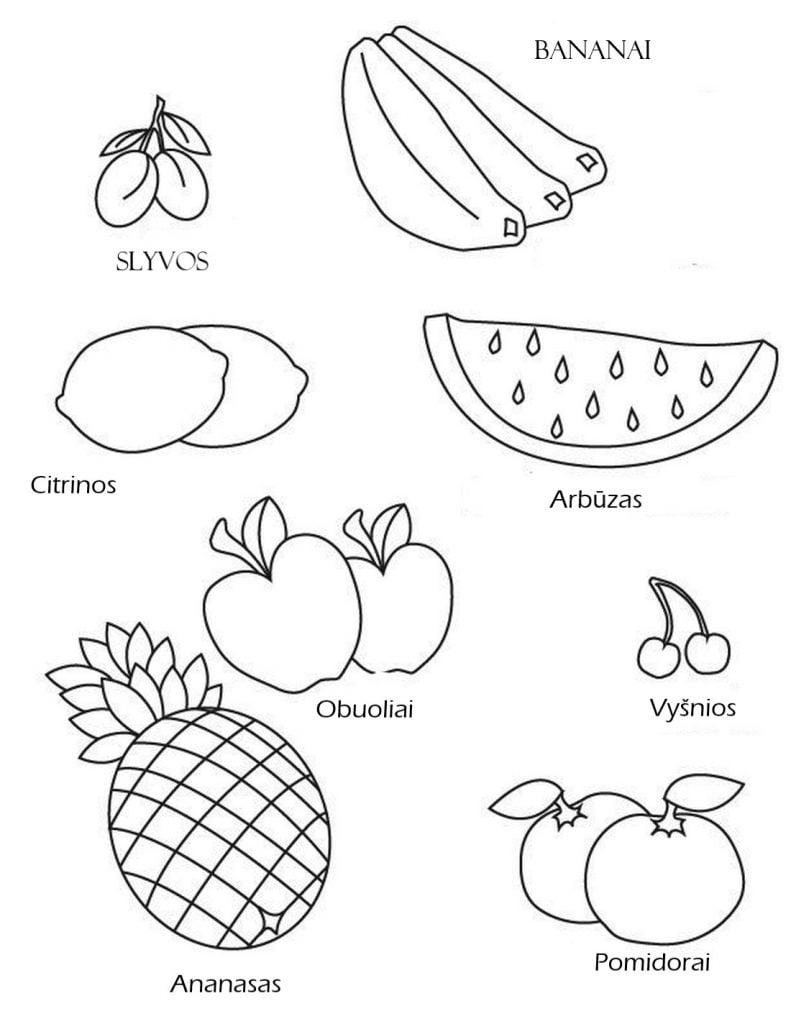 un montón de dibujo de frutas