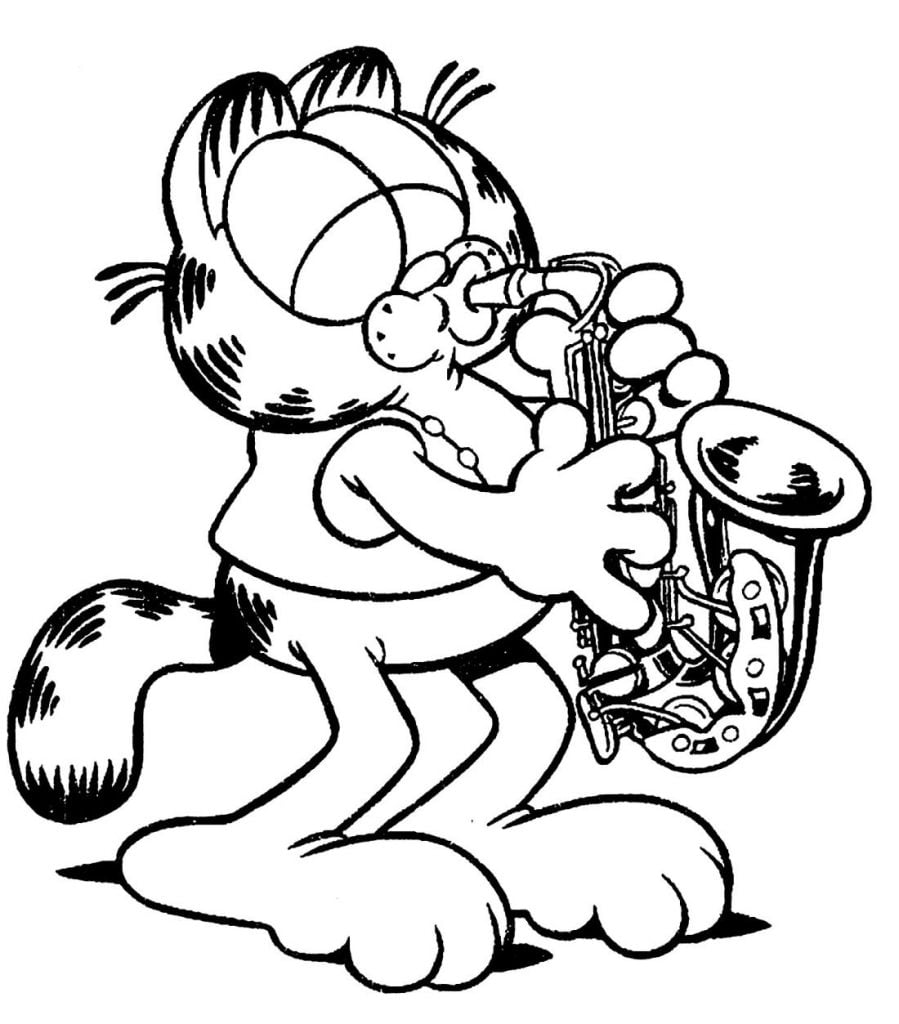 Garfield joue de la musique pour colorier