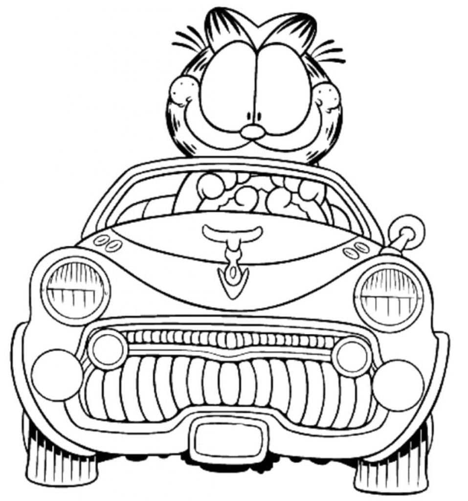 Garfield di dalam mobil