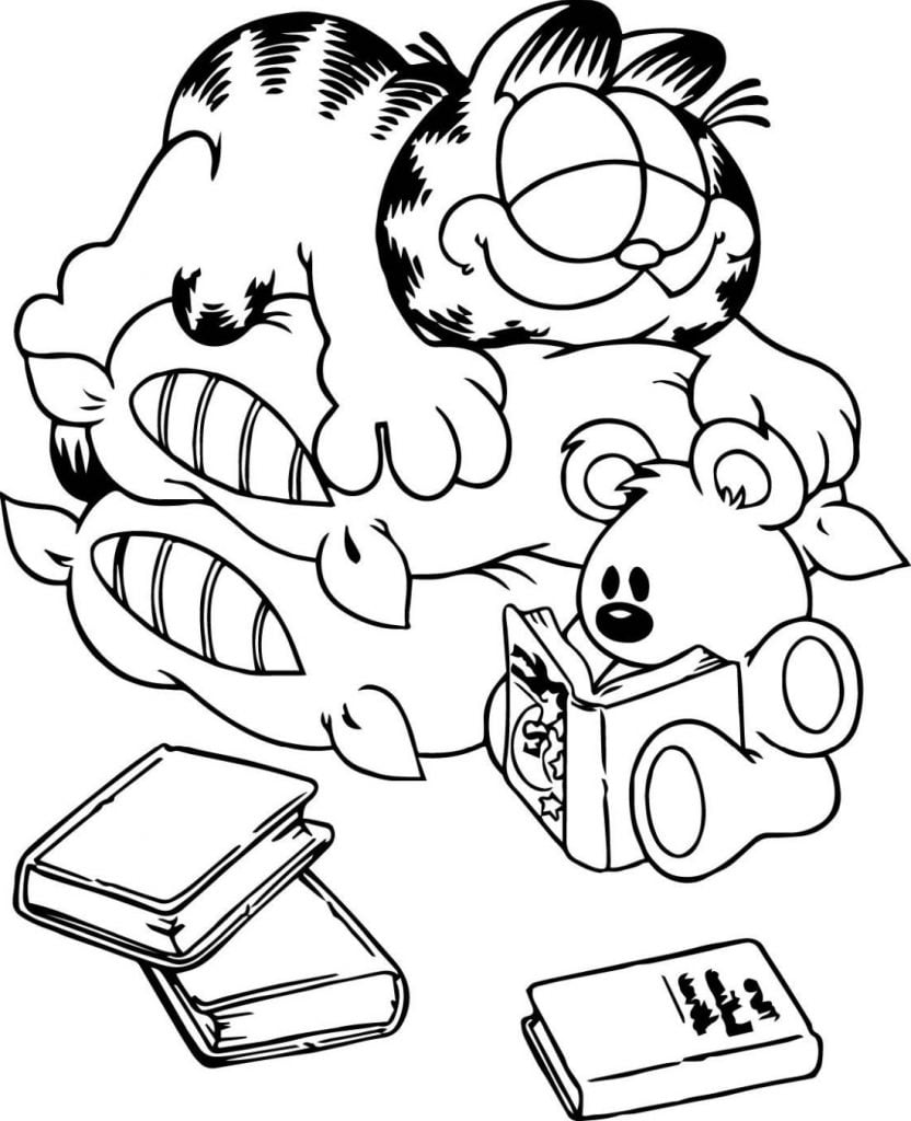 Garfield dort coloriage