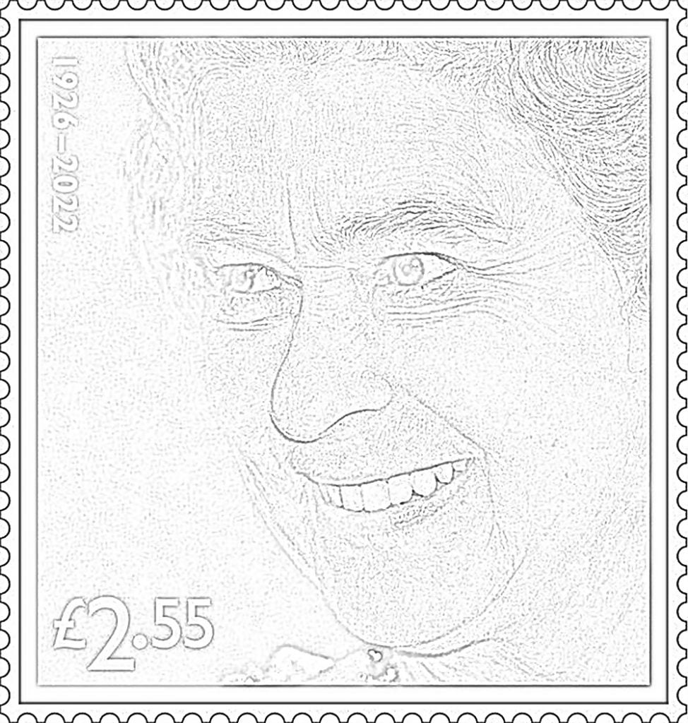 Karalienė Elžbieta 2.55 pašto ženklas spalvinti