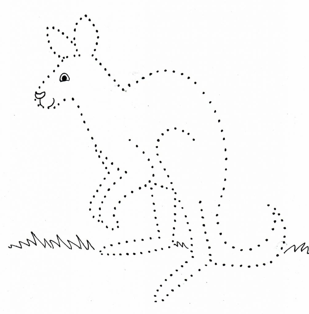 Kangur z liniami przerywanymi